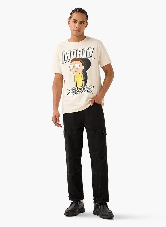 SP Characters Regular Fit Rick and Morty Print Crew Neck T-shirt